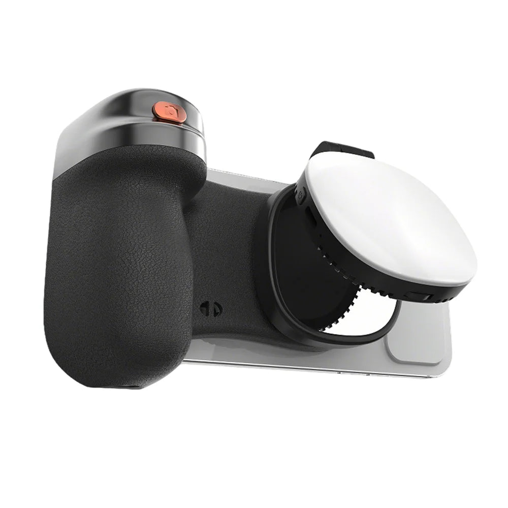 Magnetic Phone Grip with Fill Light, Bluetooth Remote Shutter, and 360° Rotation Stabilizer for iPhone 17/16 and Android Vlogging