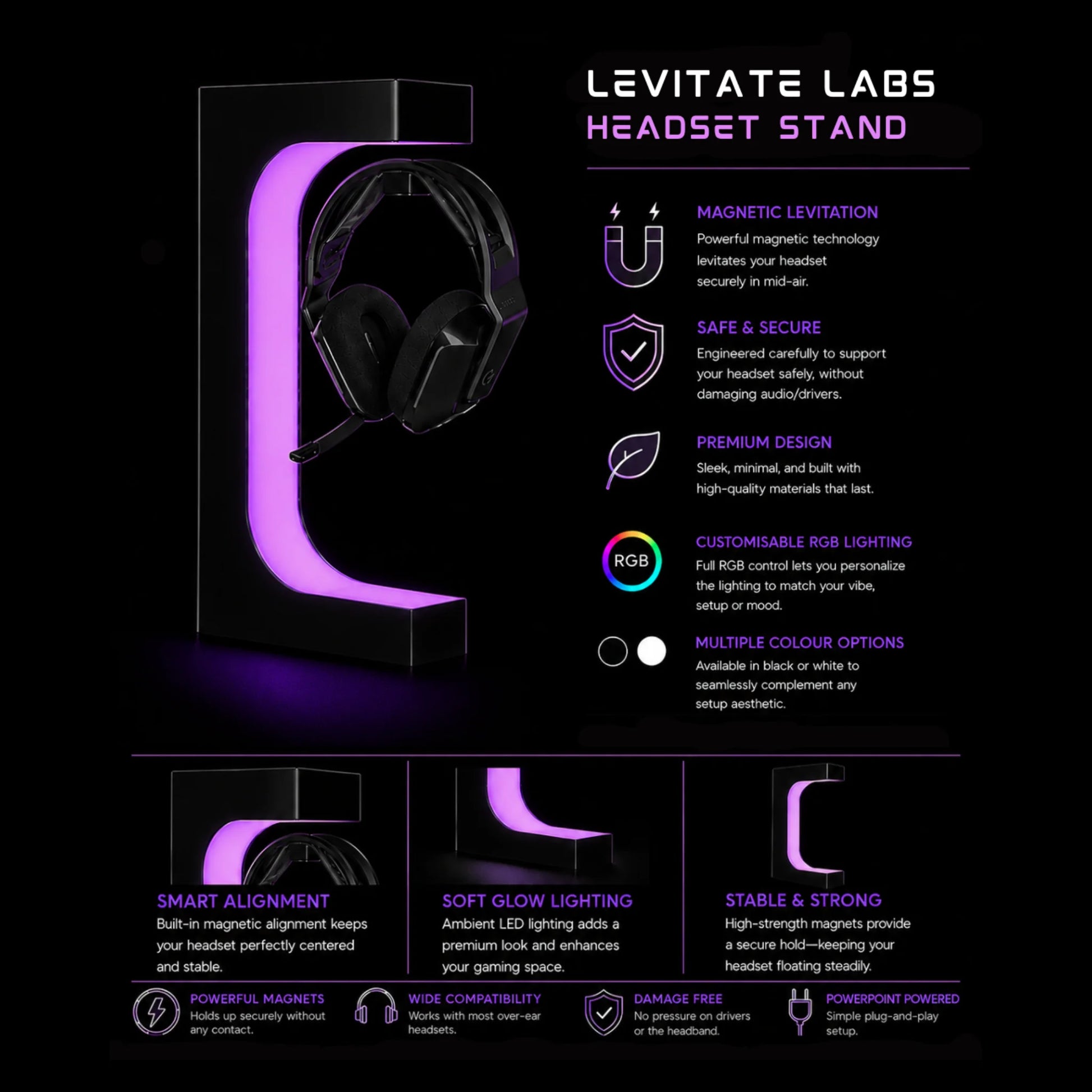 Floating Headset Stand – RGB Lighting