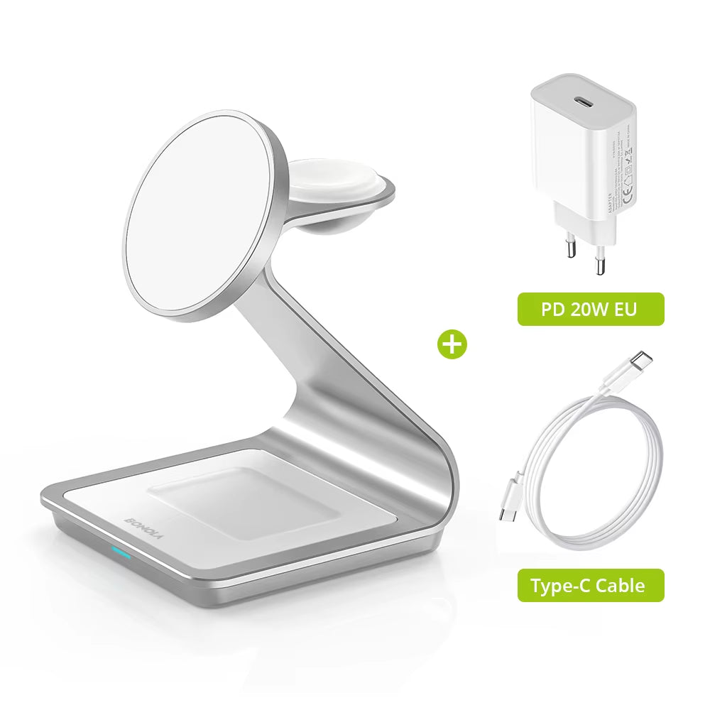 Bonola Magnetic 3 in 1 Wireless Charger for Iphone 17/16/15/13/14/12 30W Wireless Charging Station for Apple Watch/Airpods Pro