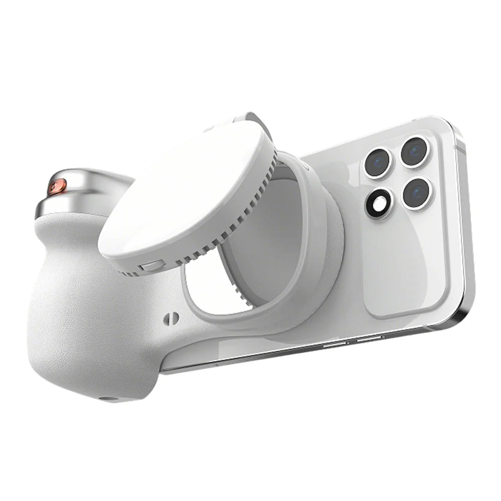 Magnetic Phone Grip with Fill Light, Bluetooth Remote Shutter, and 360° Rotation Stabilizer for iPhone 17/16 and Android Vlogging