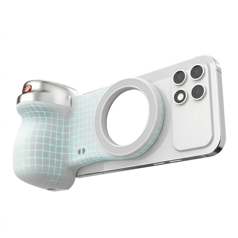 Magnetic Phone Grip with Fill Light, Bluetooth Remote Shutter, and 360° Rotation Stabilizer for iPhone 17/16 and Android Vlogging